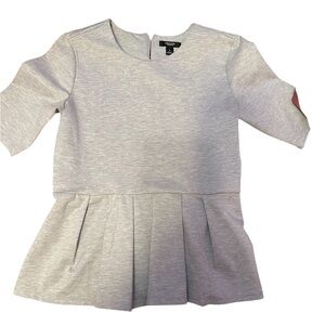 Vera Wang Peplum Blouse – Silky Gray Top – Size Small